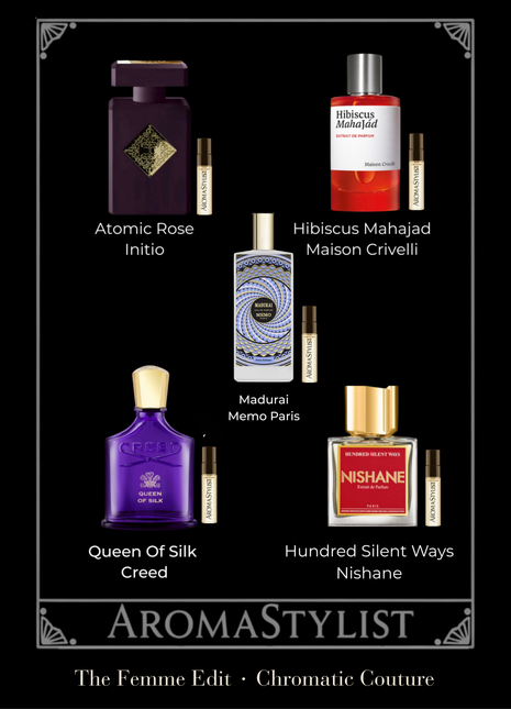 Chromatic Couture discovery set — Atomic Rose, Hibiscus Mahajád, Madurai, Hundred Silent Ways and Queen of Silk
