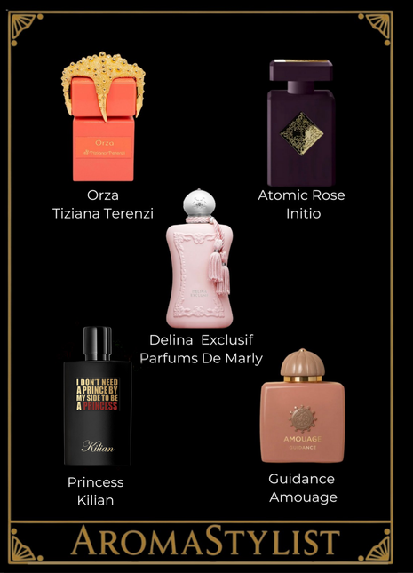 Midnight Bloom discovery set — Delina Exclusif, Princess, Atomic Rose, Orza and Guidance