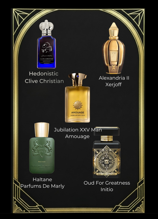 Black Ties discovery set — Hedonistic, Jubilation XXV Man, Alexandria II, Haltane and Oud for Greatness