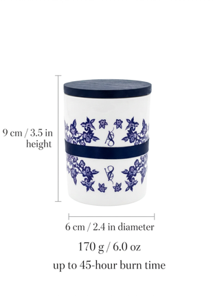 AromaStylist Ornamenta Jar Candle size guide — 9 cm / 3.5 in height, 6 cm / 2.4 in diameter, 170 g / 6.0 oz, up to 45-hour burn time