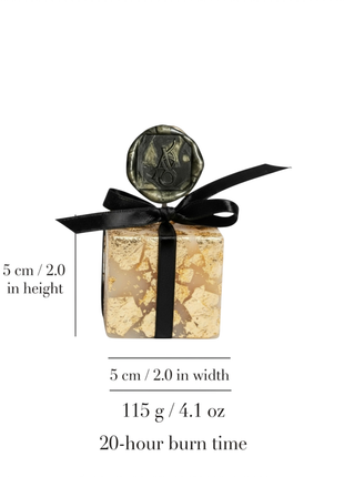 AromaStylist Signatures Cube Candle size guide — 5 cm / 2.0 in height and width, 115 g / 4.1 oz, 20-hour burn time